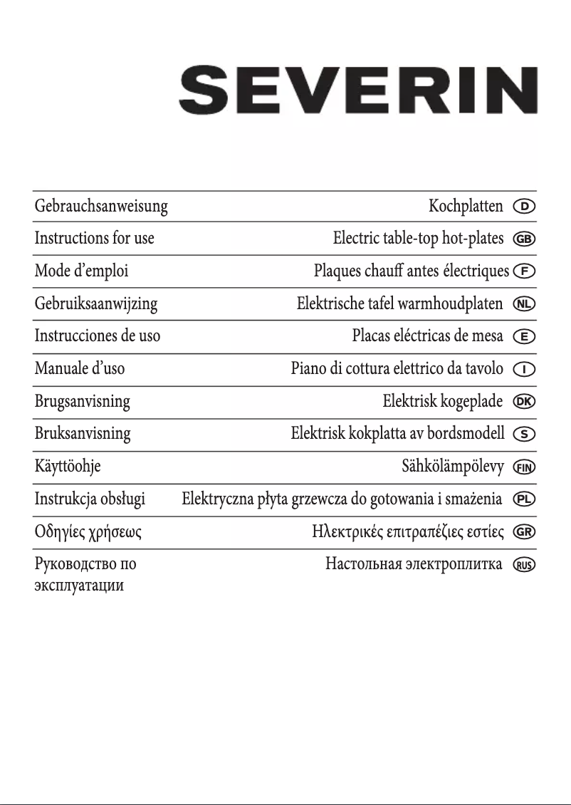 Page 1 of the manual User Manual Severin KP 1056