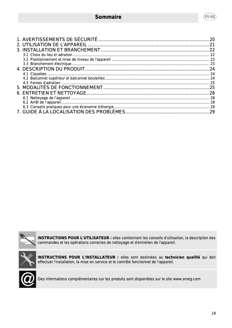 Page n°1 - Manuel utilisateur Smeg FAB5RWH3