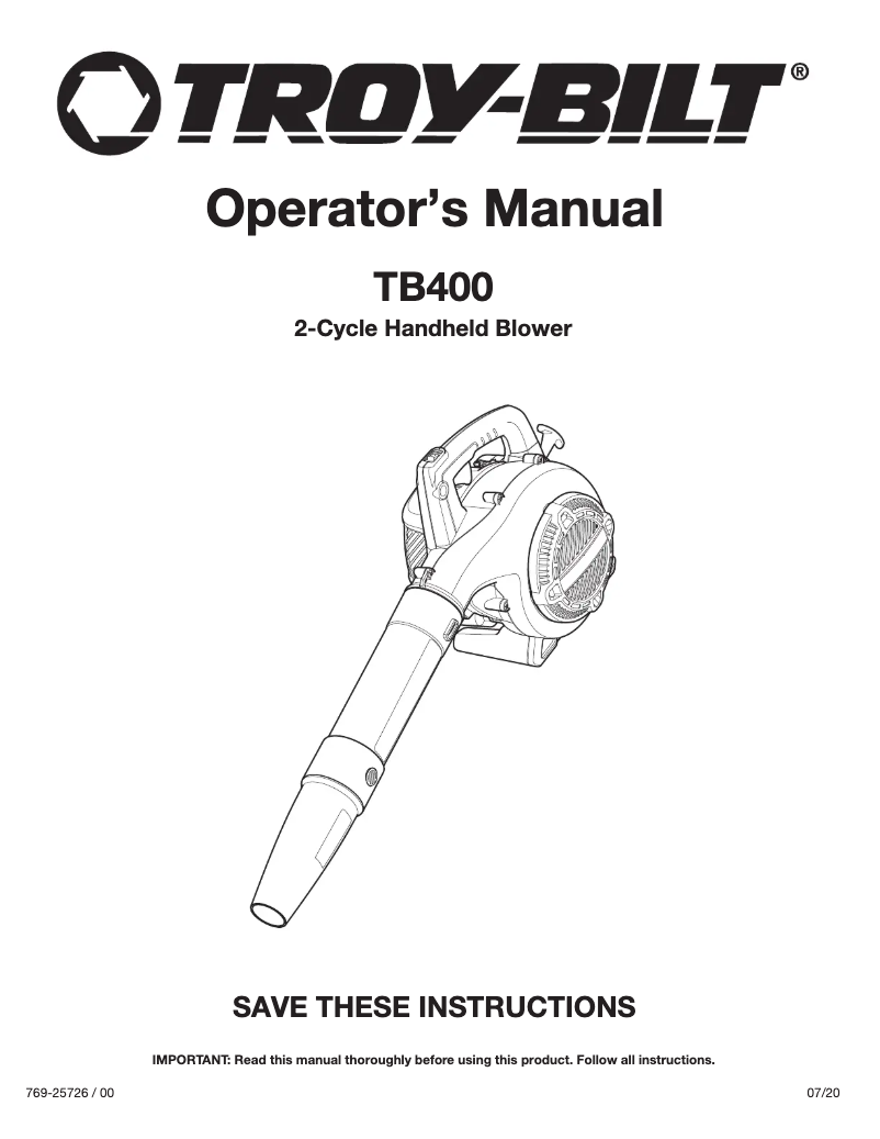 Image de la première page du manuel de l'appareil TB400