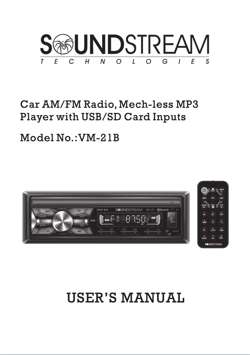 Page n°1 - Manuel utilisateur Soundstream VM-21B