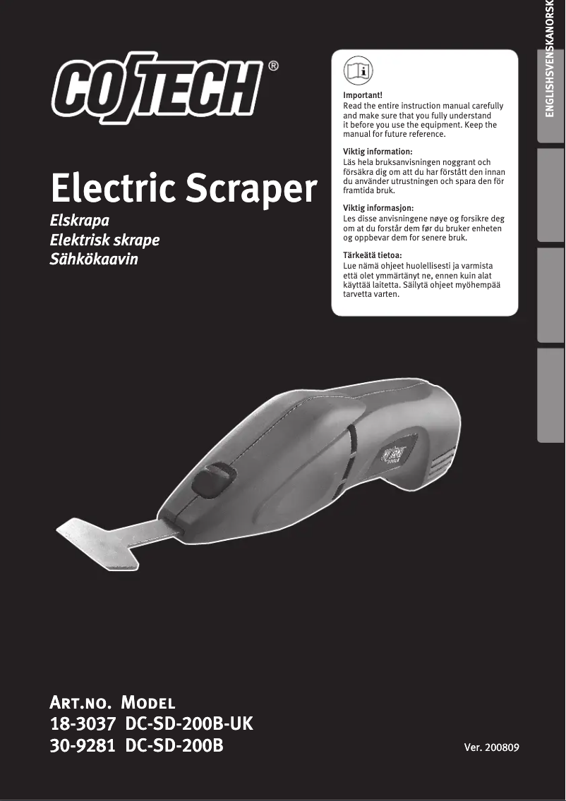 Page n°1 - Manuel utilisateur Cotech DC-SD-200B