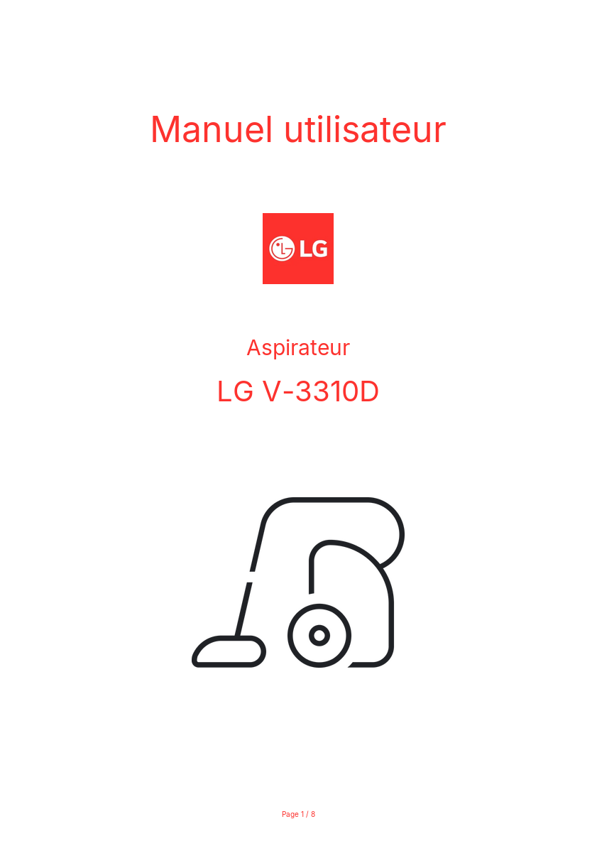 Image de la première page du manuel de l'appareil V-3310D