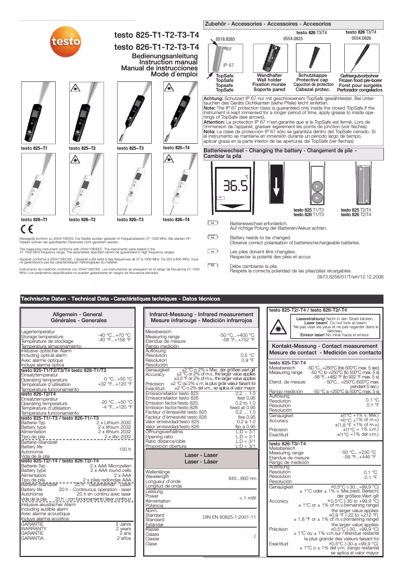 Page n°1 - Manuel utilisateur Testo 826-T1