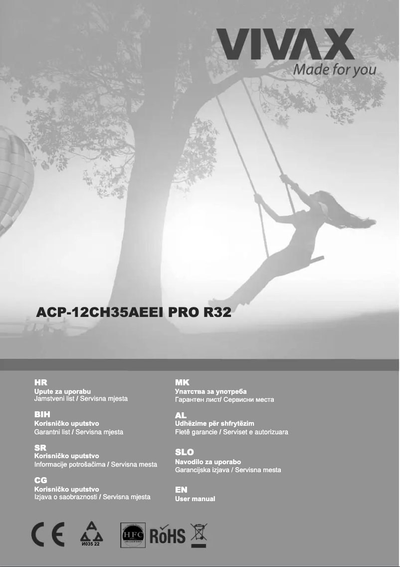 Page 1 de la notice Manuel utilisateur Vivax ACP-12CH35AEEI R32 PRO