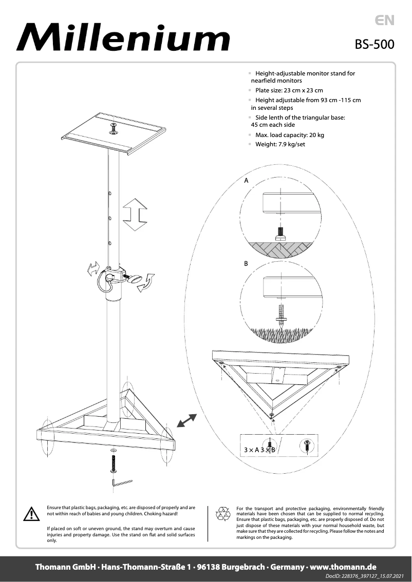 Page 1 de la notice Manuel utilisateur Millenium BS-500