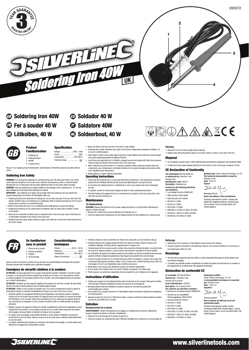 Page n°1 - Manuel utilisateur Silverline 263572