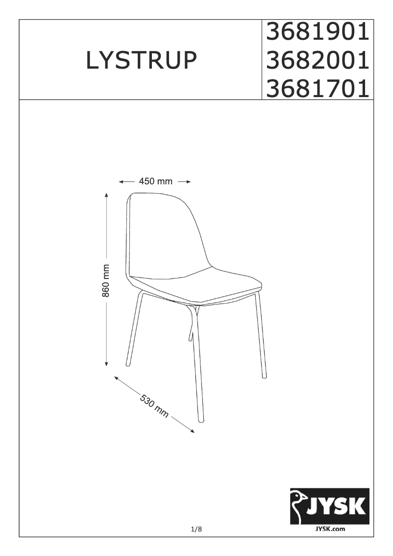 Page 1 de la notice Manuel utilisateur JYSK Lystrup