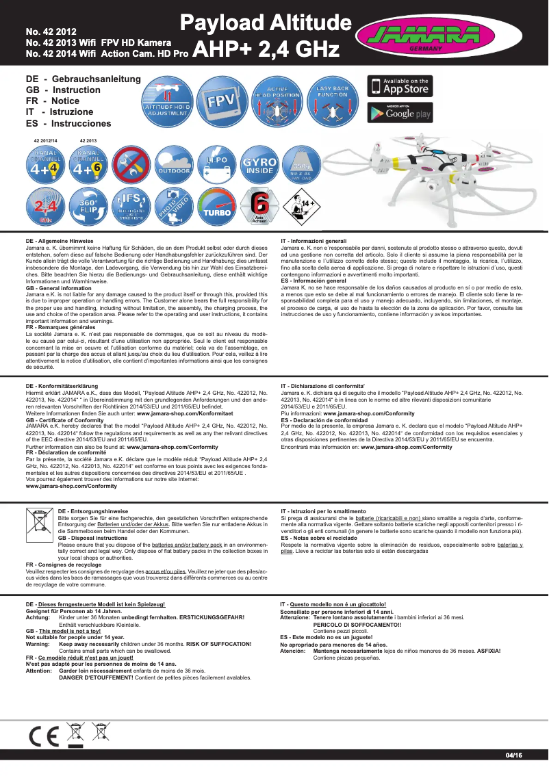Image de la première page du manuel de l'appareil Payload Altitude