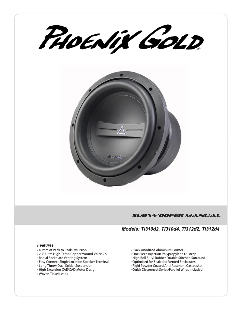 Page n°1 - Manuel utilisateur Phoenix Gold Ti310d4