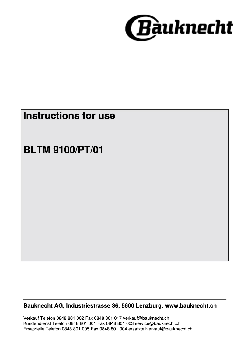 Page n°1 - Manuel utilisateur Bauknecht BLTM 9100-01