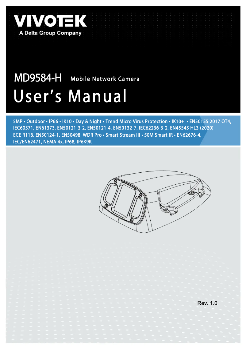 Page 1 de la notice Manuel utilisateur Vivotek MD9584-H