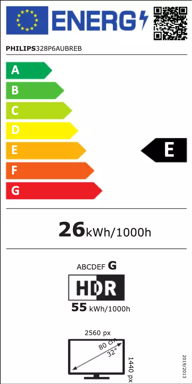 Page 1 de la notice Label énergétique Philips Brilliance 328P6AUBREB