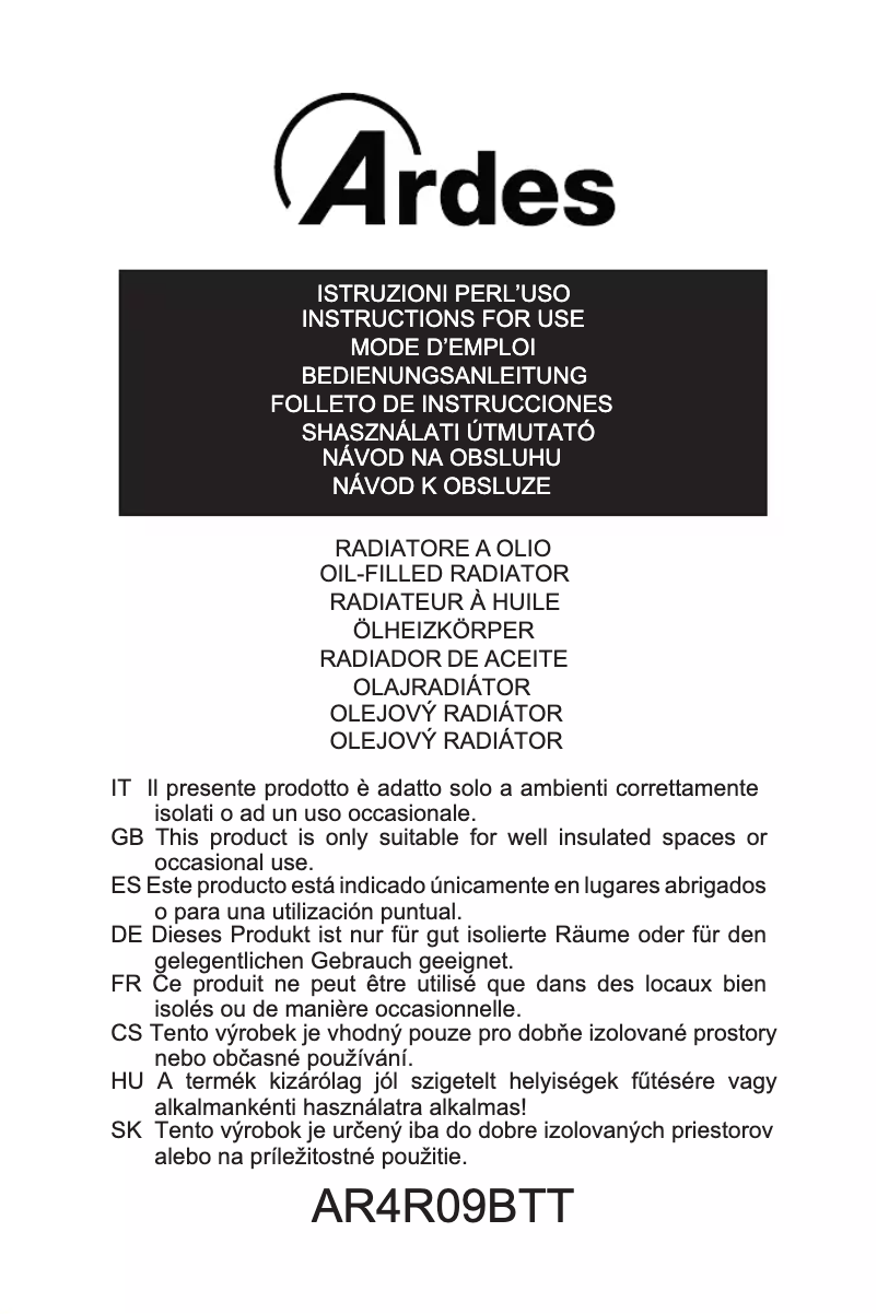 Página 1 del manual Manual de usuario Ardes AR4R09BTT