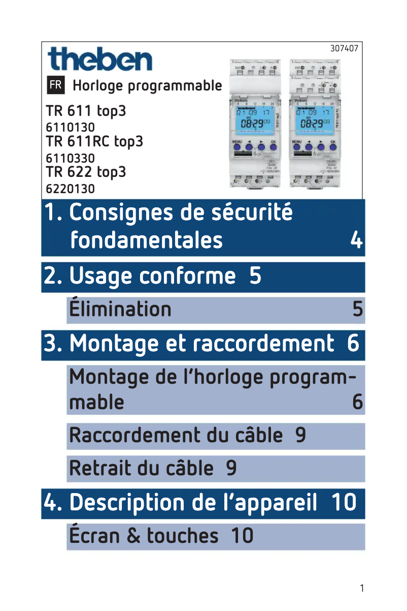 Page n°1 - Manuel utilisateur Theben TR 622 top3