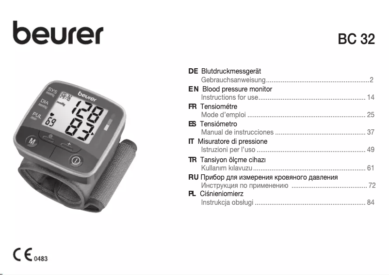 Page 1 de la notice Manuel utilisateur Beurer BC 32