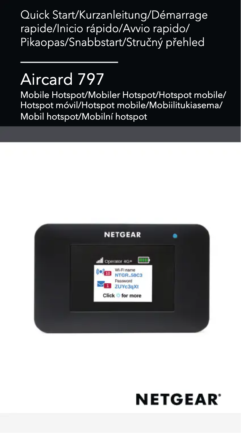 Page 1 de la notice Manuel utilisateur Netgear AirCard 797