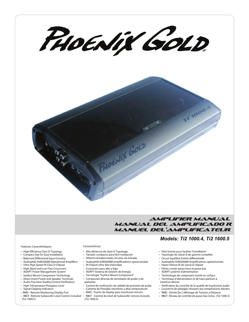 Page n°1 - Manuel utilisateur Phoenix Gold TI2800.1