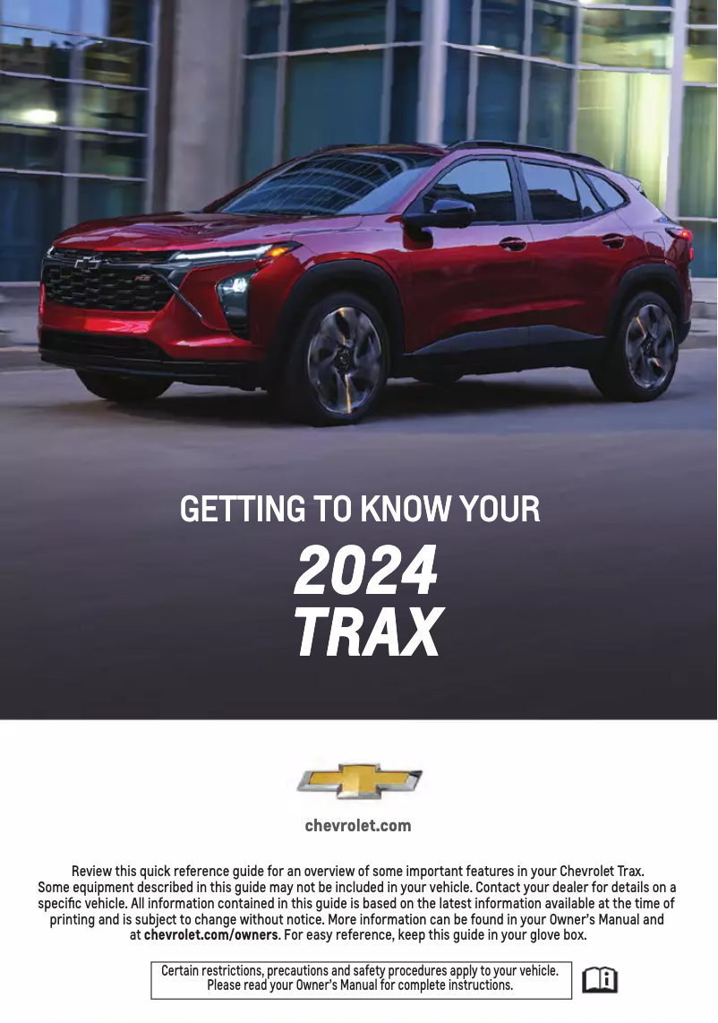 Page 1 de la notice Guide de démarrage rapide Chevrolet Trax (2024)