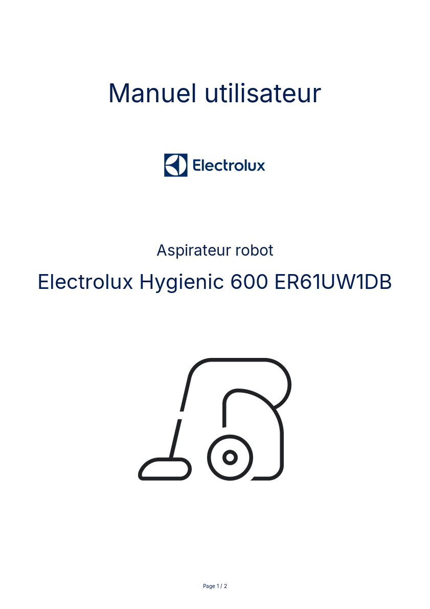 Image de la première page du manuel de l'appareil Hygienic 600 ER61UW1DB
