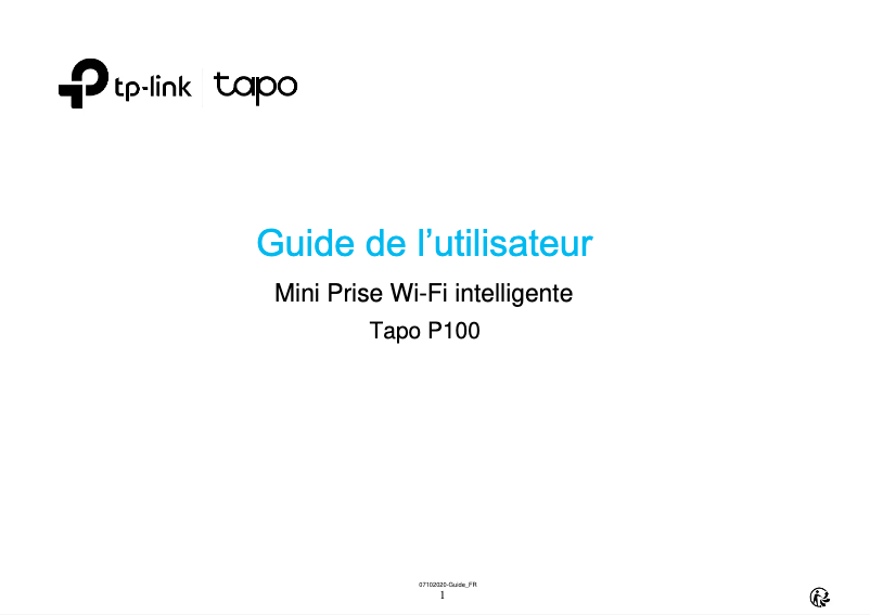 Image de la première page du manuel de l'appareil Tapo P100