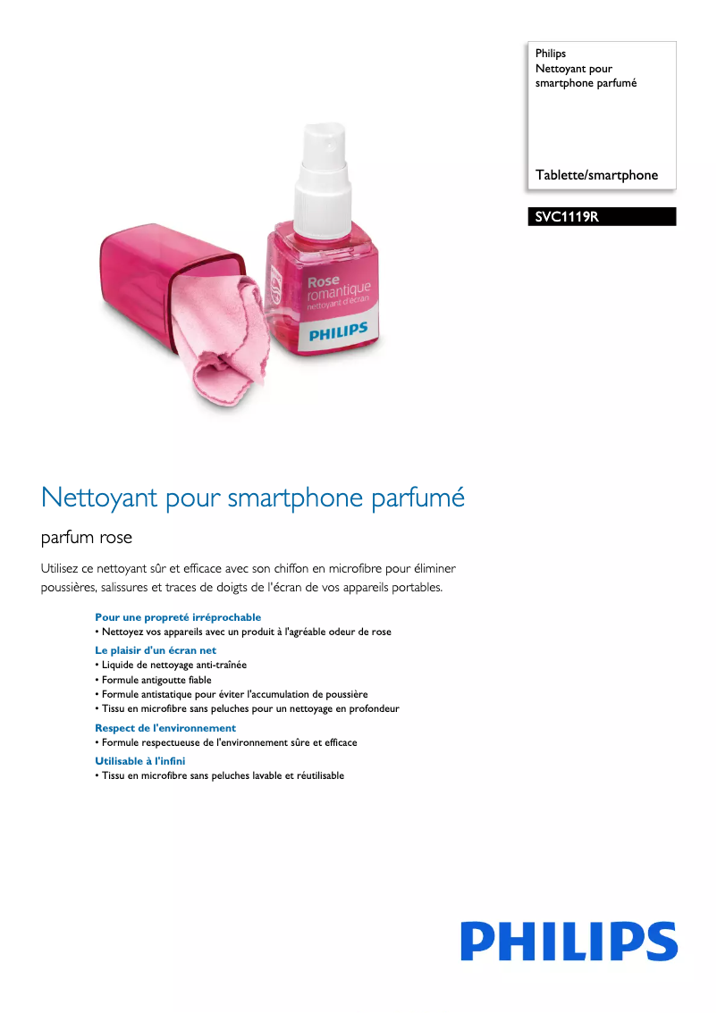 Página 1 del manual Ficha técnica Philips SVC1119R