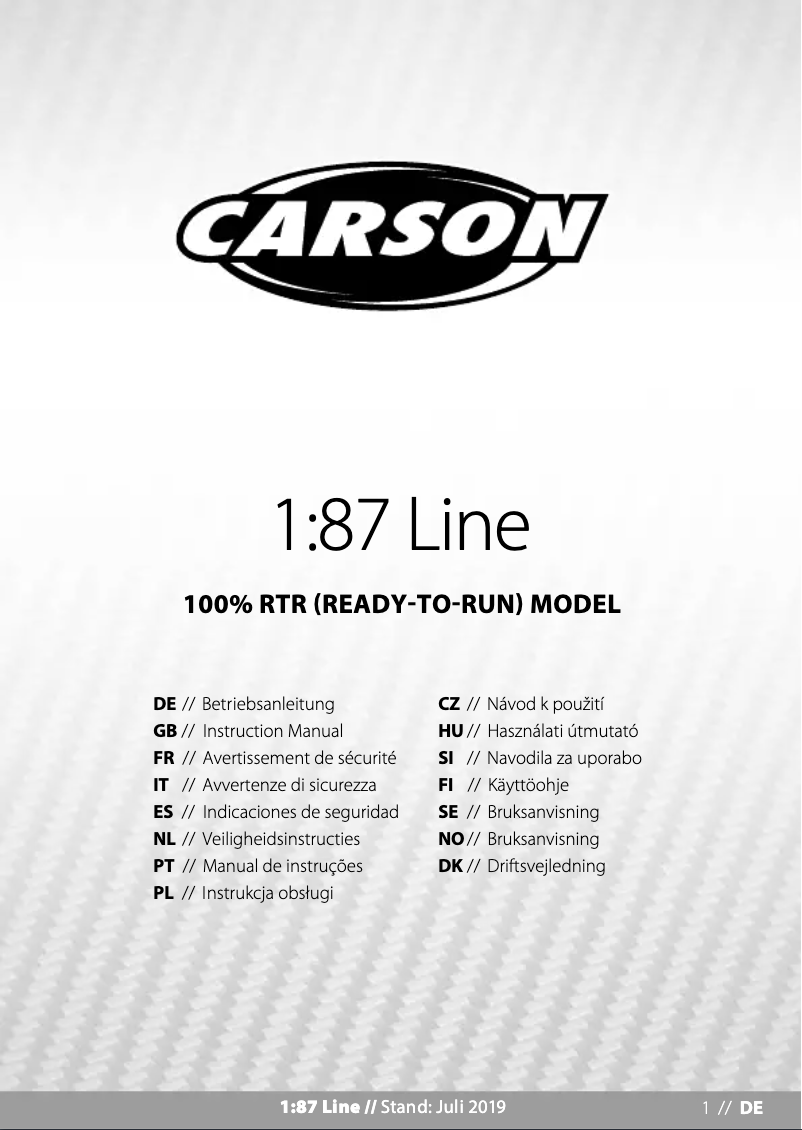 Page n°1 - Manuel utilisateur Carson VW T1 Van Fire Truck