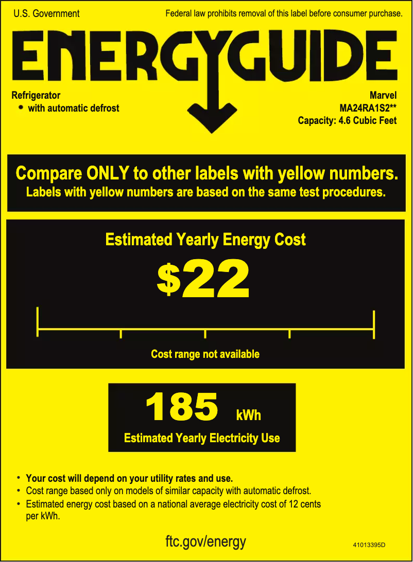 Page 1 de la notice Label énergétique Marvel MA24RAP3RP