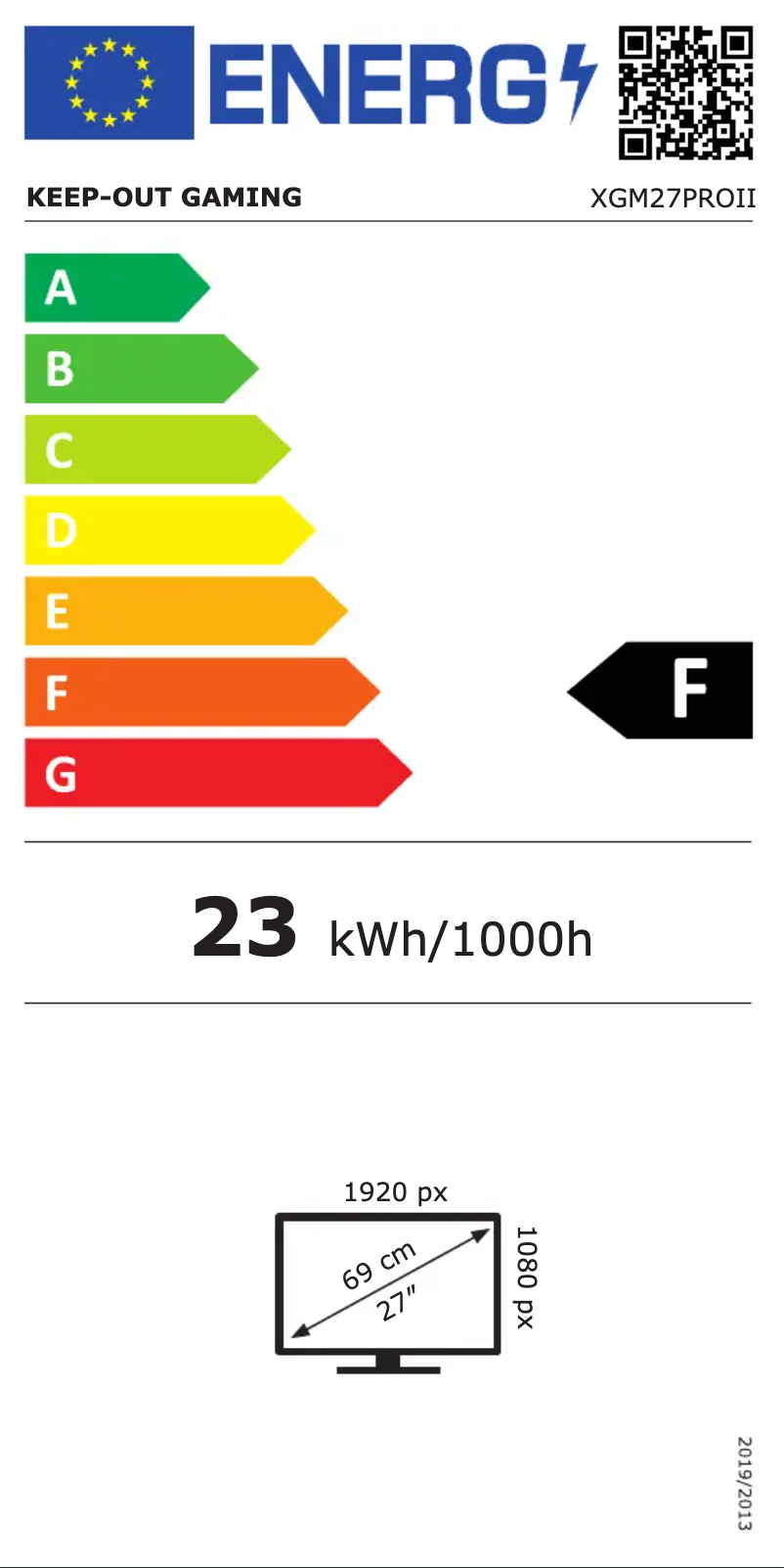 Page n°1 - Label énergétique KeepOut XGM27PROII