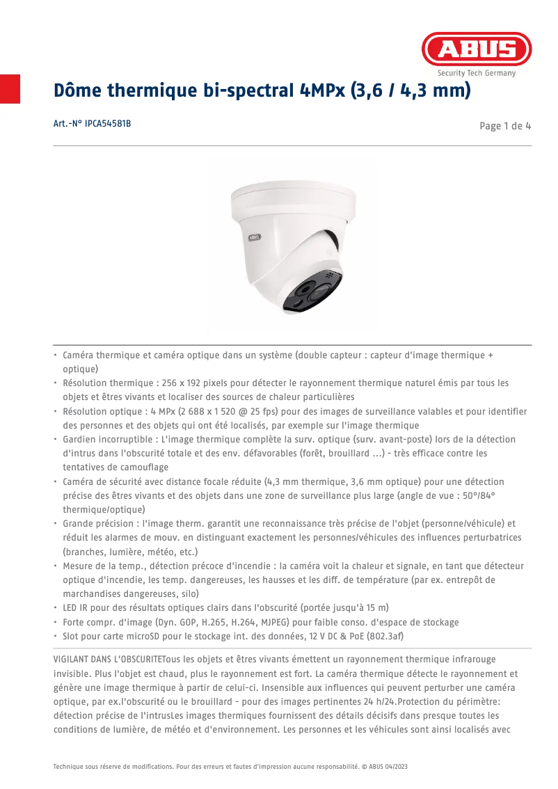 Image de la première page du manuel de l'appareil IPCA54581B