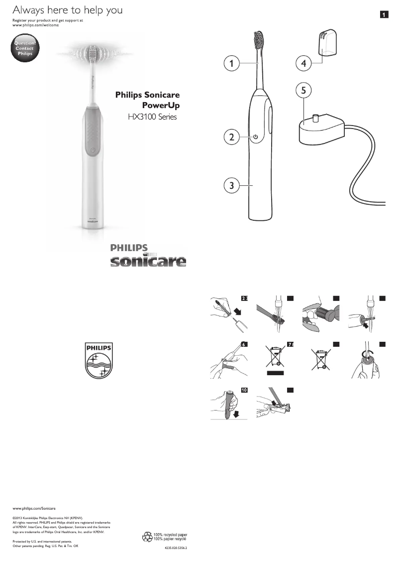 Page 1 de la notice Manuel utilisateur Philips Sonicare PowerUp HX3110