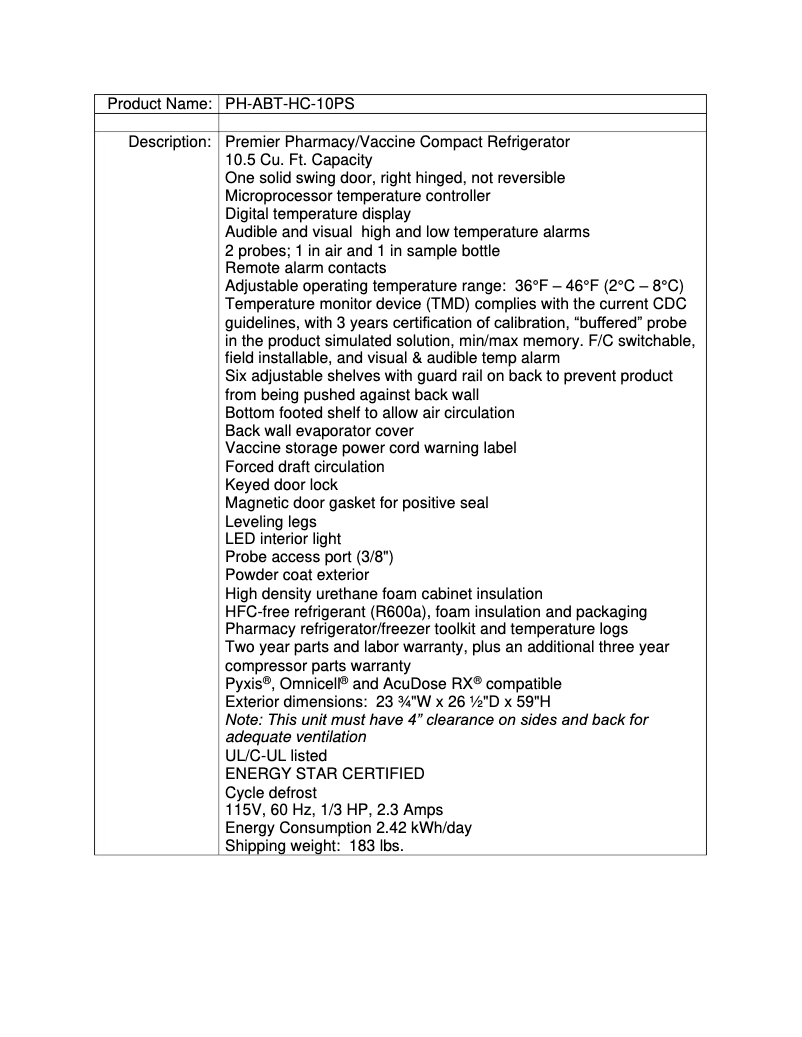 Page 1 de la notice Manuel utilisateur American BioTech Supply PH-ABT-HC-10PS