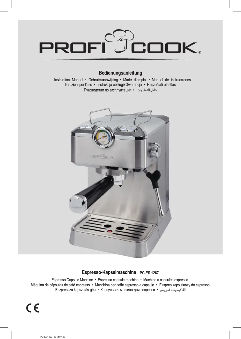 Page 1 de la notice Manuel utilisateur ProfiCook PC-ES-KA 1267