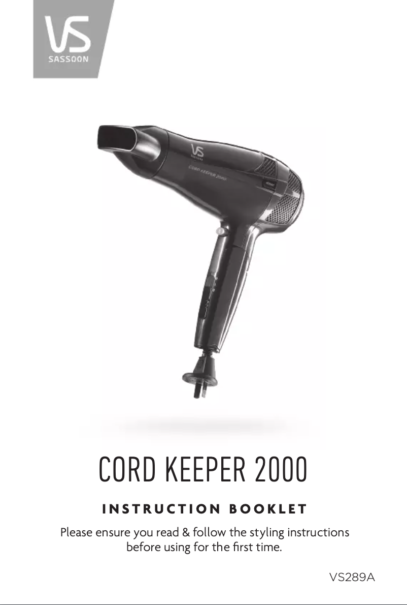 Page 1 of the manual User Manual VS Sassoon Cord Keeper 2000 VS289A