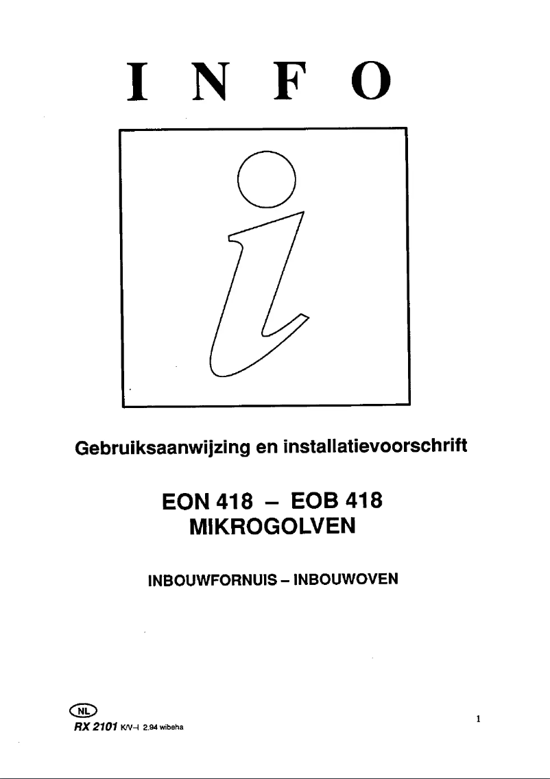 Image de la première page du manuel de l'appareil EON 418