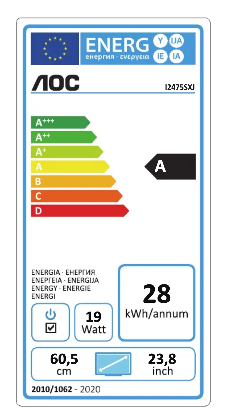 Page n°1 - Label énergétique AOC I2475SXJ