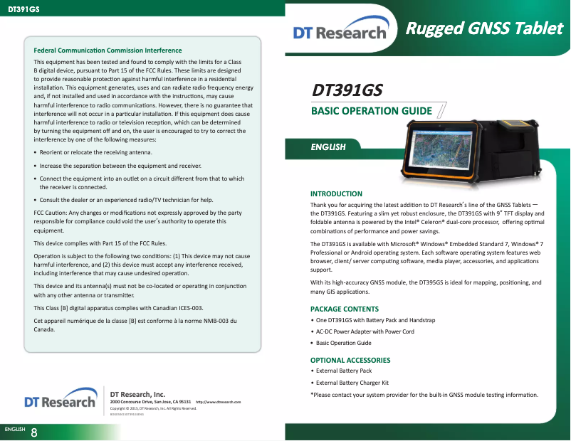 Page n°1 - Manuel utilisateur DT Research DT391GS