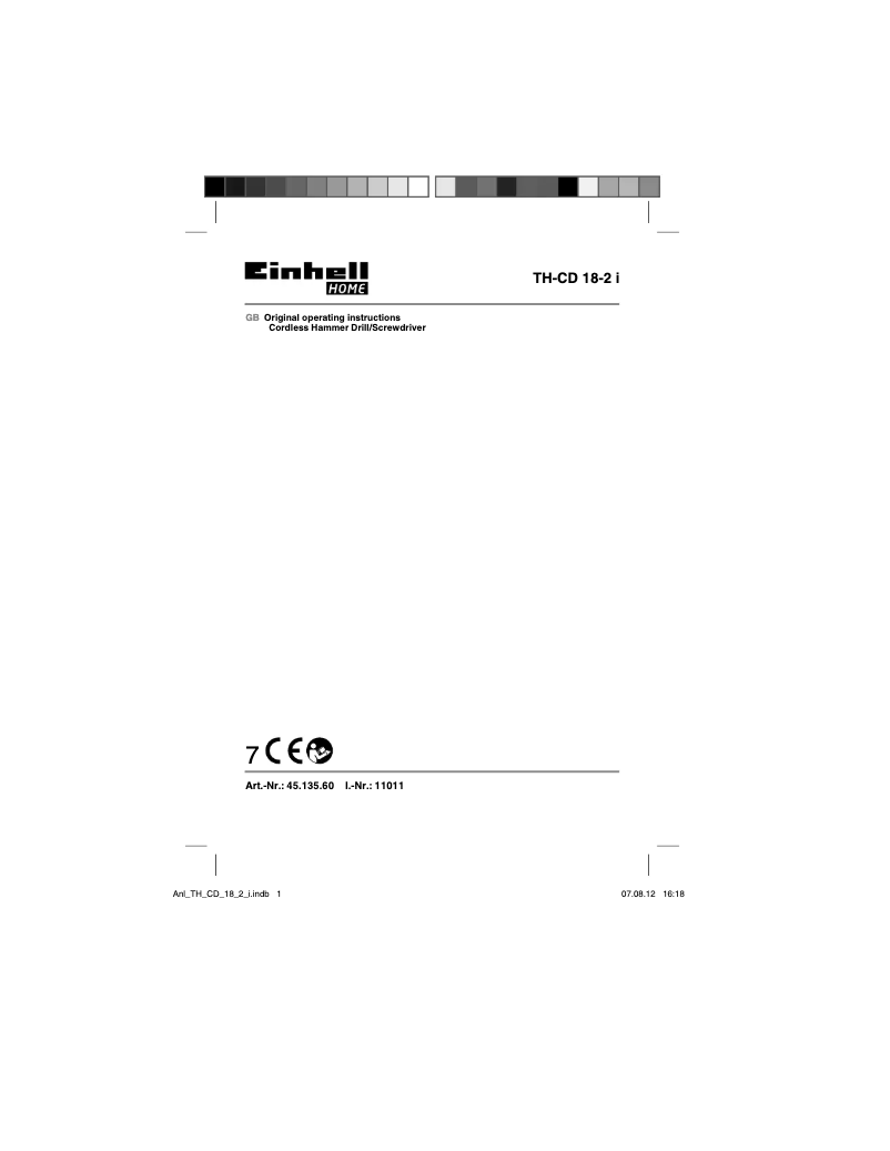 Page 1 de la notice Manuel utilisateur Einhell TH-CD 18-2 i