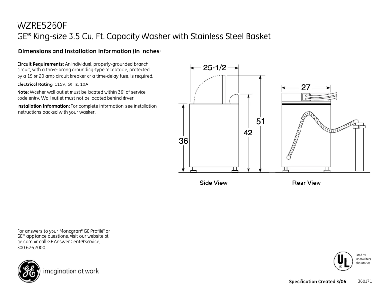 Image de la première page du manuel de l'appareil WZRE5260FGG
