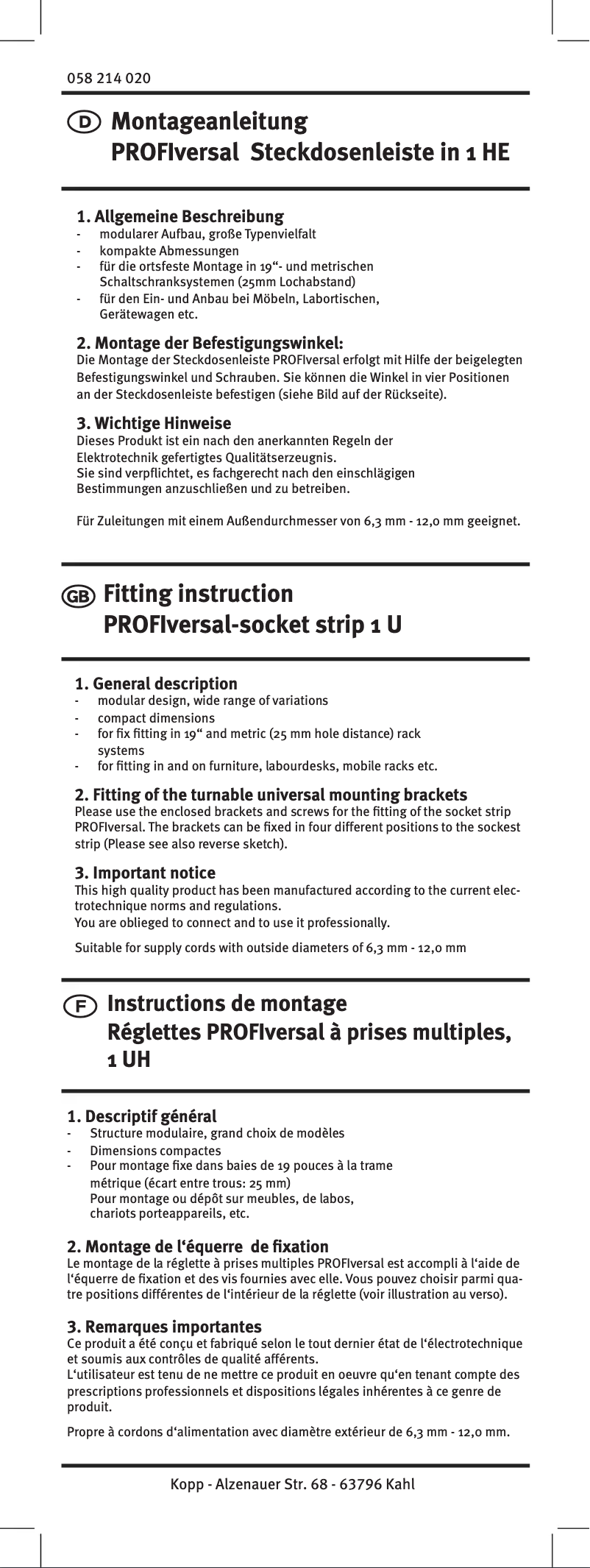 Image de la première page du manuel de l'appareil PROFIversal