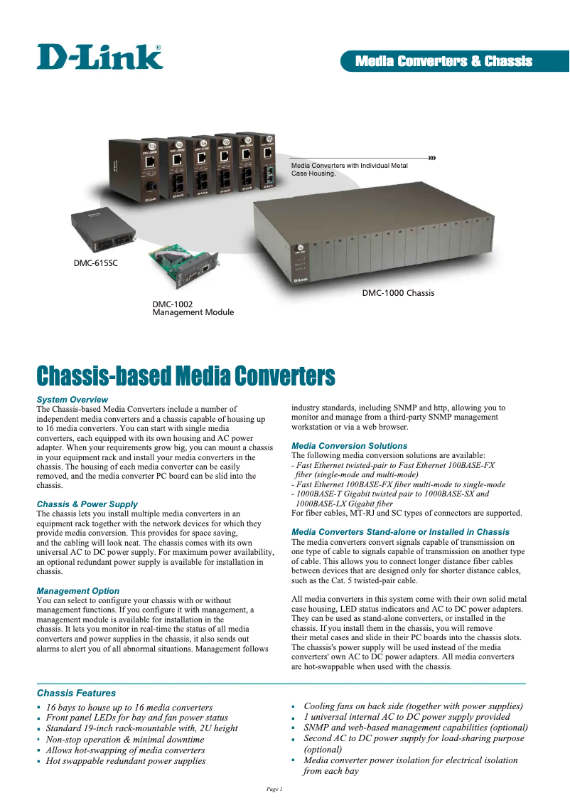 Page 1 de la notice Fiche technique D-Link DMC-300M