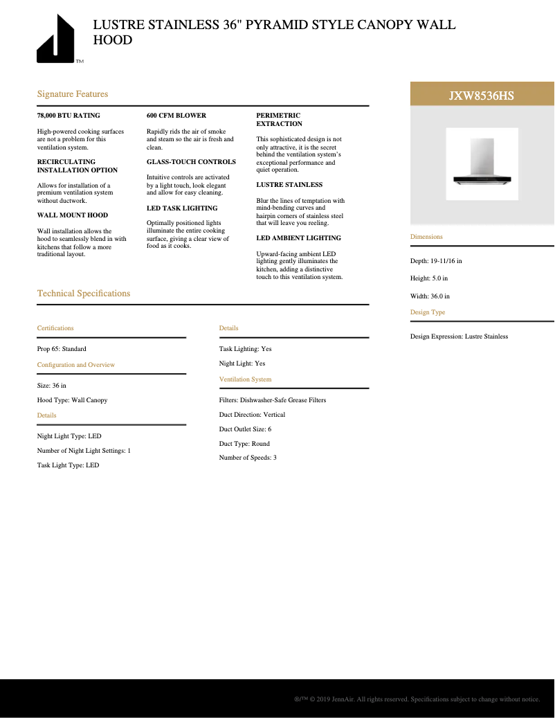 Image de la première page du manuel de l'appareil JXW8536HS