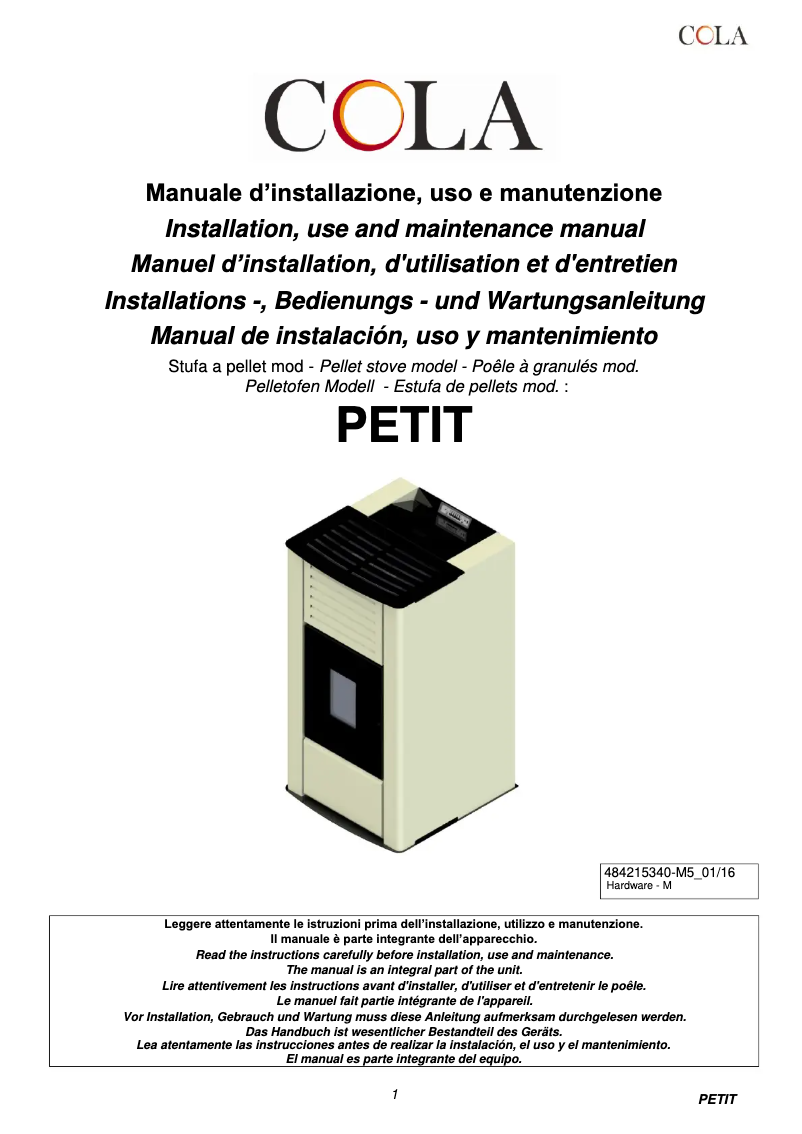 Page n°1 - Manuel utilisateur Cola Petit