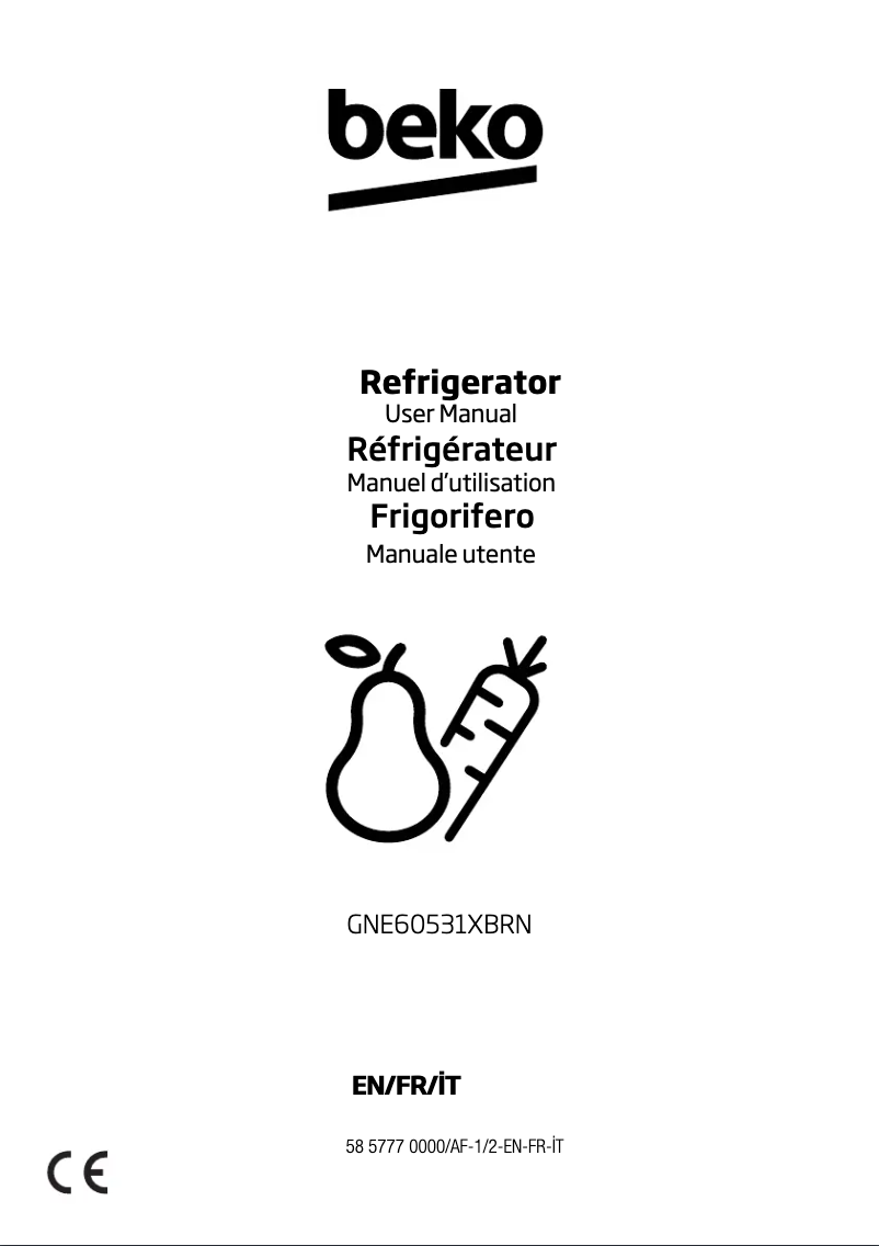 Page 1 de la notice Manuel utilisateur Beko GNE60531XBRN
