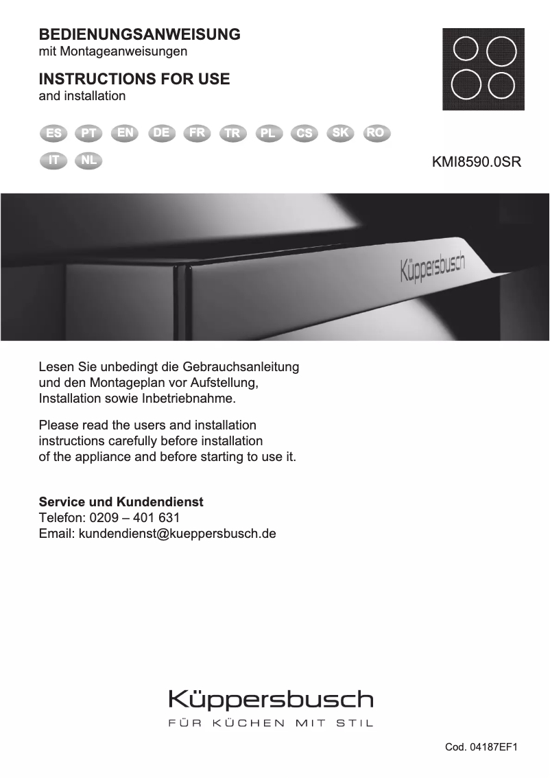 Page n°1 - Manuel utilisateur Küppersbusch KMI8590.0S