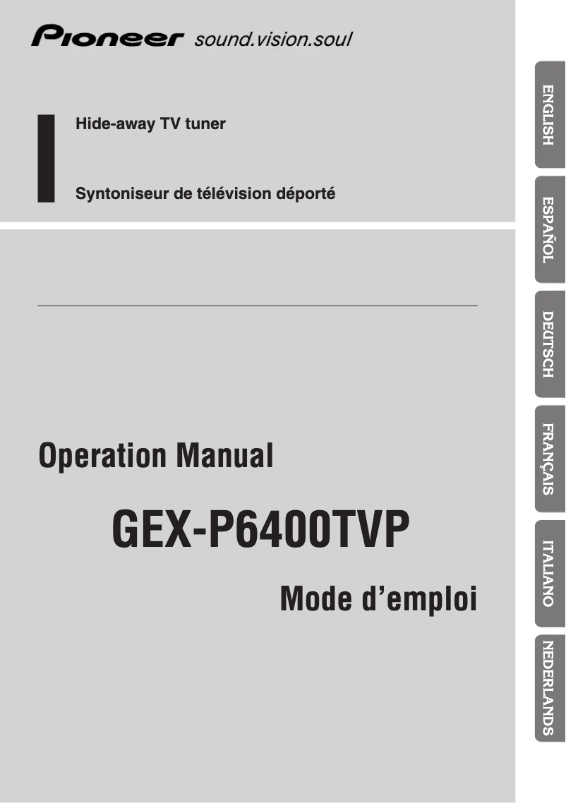 Image de la première page du manuel de l'appareil GEX-P6400TVP