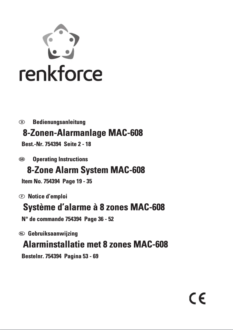Page 1 de la notice Manuel utilisateur Renkforce MAC-608