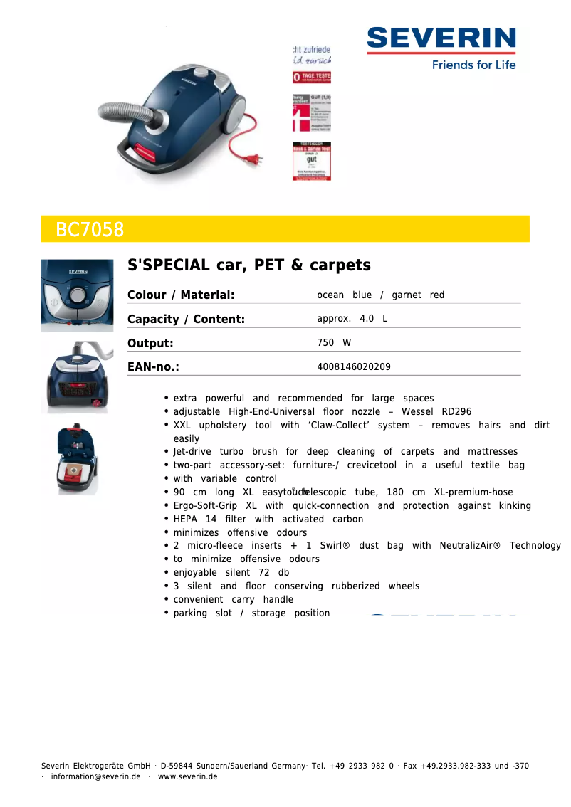 Image de la première page du manuel de l'appareil BC7058