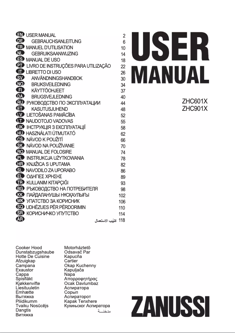 Page n°1 - Manuel utilisateur AEG ZHC601X