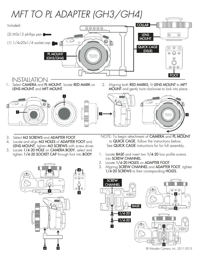 Image de la première page du manuel de l'appareil MFT to PL Adapter (GH3/GH4)