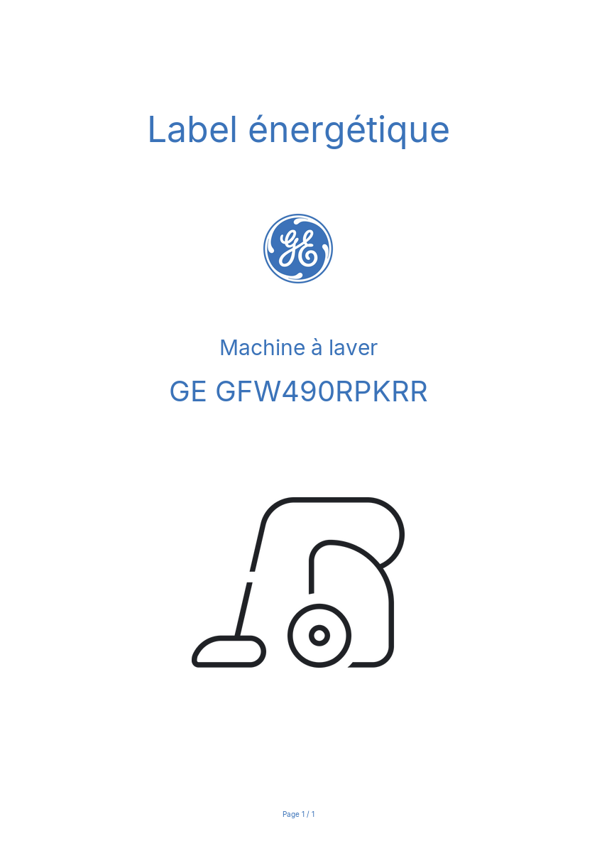 Image de la première page du manuel de l'appareil GFW490RPKRR